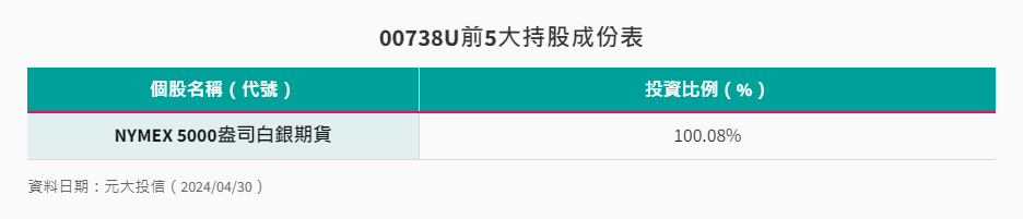 00738U前5大持股成份表